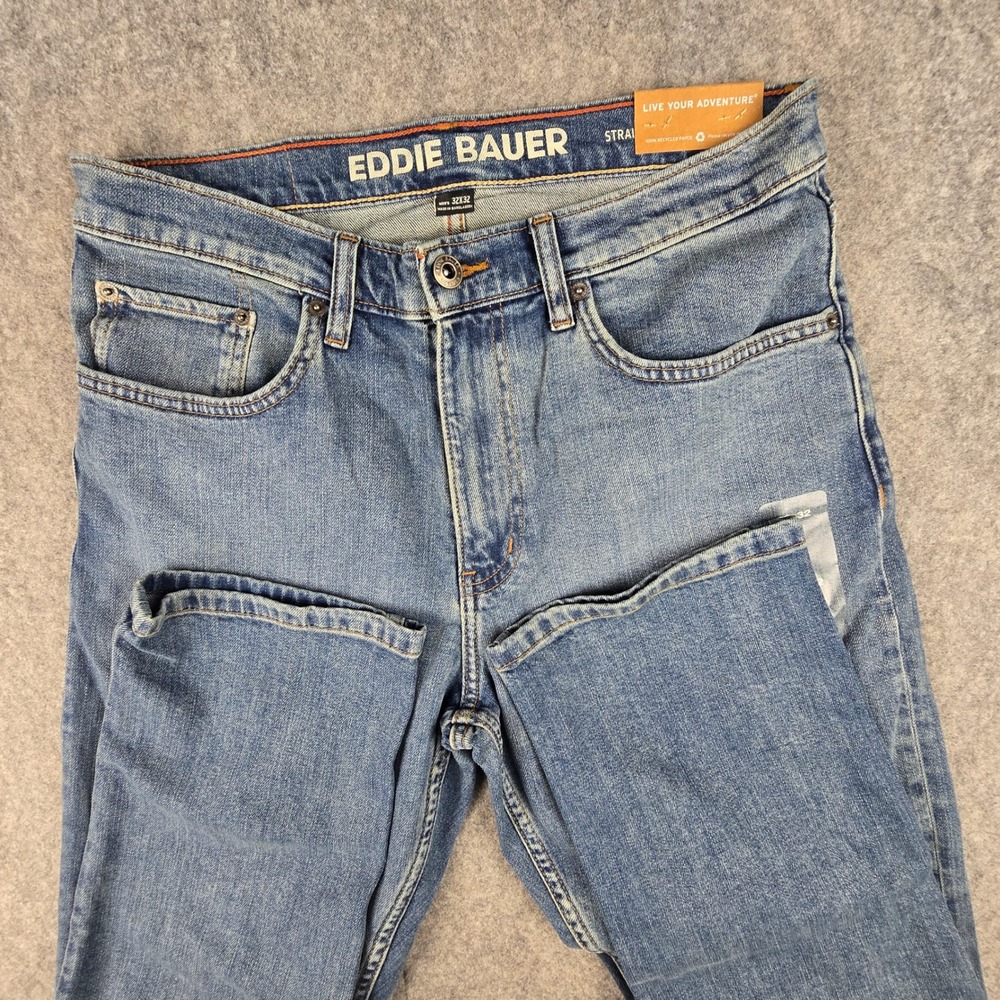 Eddie Bauer Flex Jeans Mens 32x32 Blue Straight Leg Stretch Denim NWT